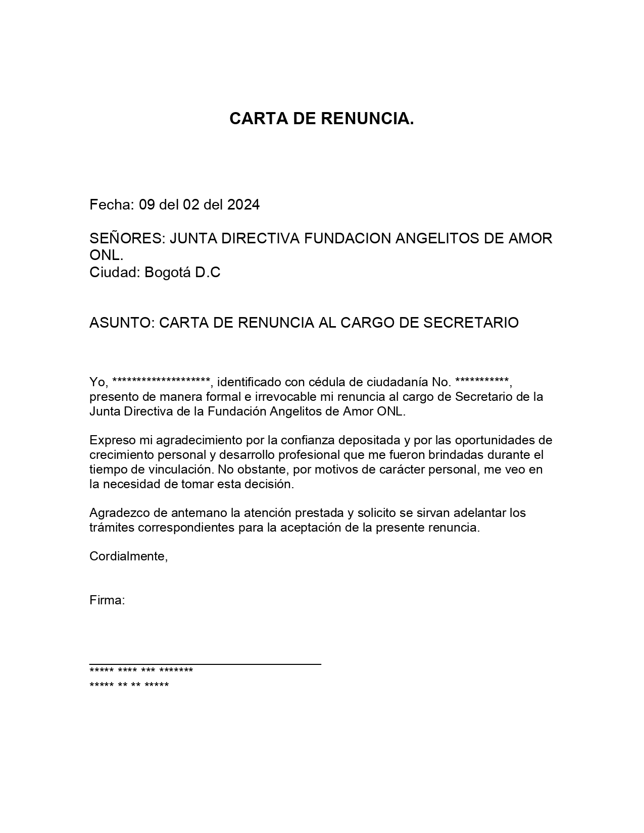 Carta de Renuncia